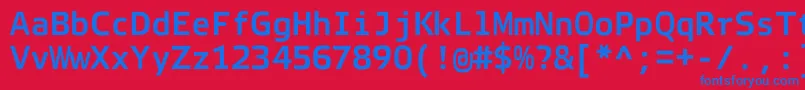 Fonte ElektraMonoProBold – fontes azuis em um fundo vermelho