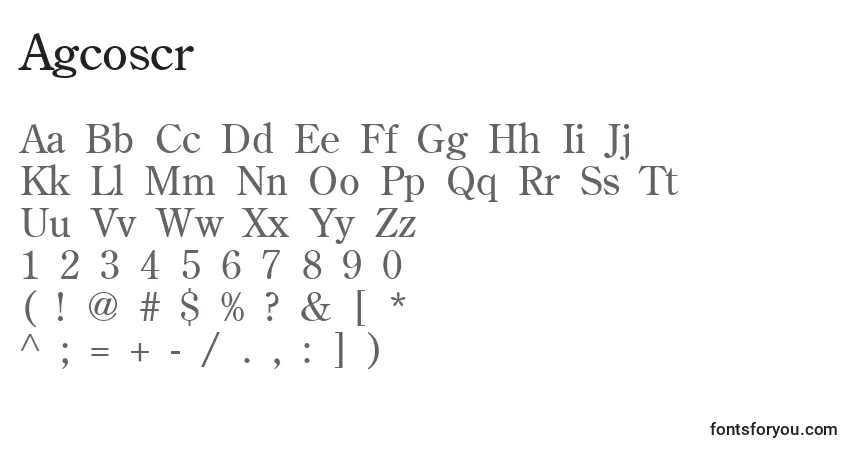 Schriftart Agcoscr – Alphabet, Zahlen, spezielle Symbole