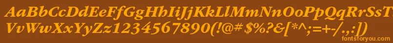 フォントItcgaramondstdBdita – オレンジ色の文字が茶色の背景にあります。