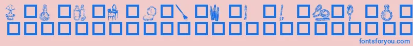 Toiletriesフォントについての詳細 フォントToiletries – ピンクの背景に青い文字