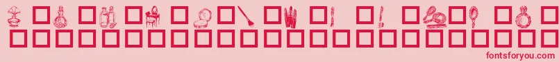 Toiletries Font – Red Fonts on Pink Background