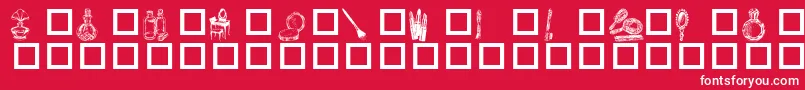 Toiletries Font – White Fonts on Red Background