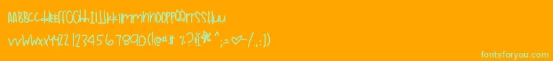 Sunnydaysinla-Schriftart – Grüne Schriften auf orangefarbenem Hintergrund