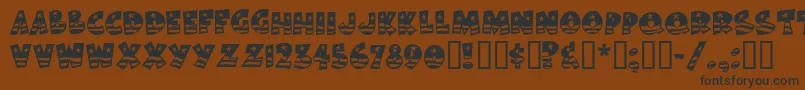 フォントBodiemf ffy – 黒い文字が茶色の背景にあります