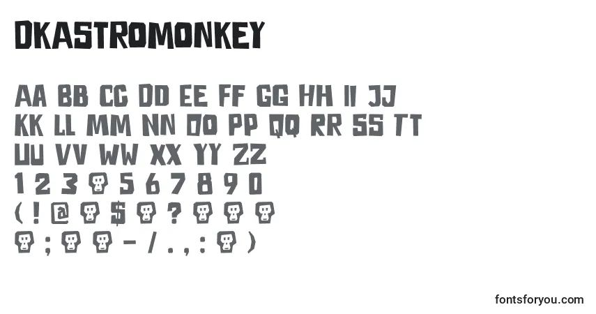 A fonte DkAstromonkey – alfabeto, números, caracteres especiais