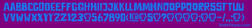 DkAstromonkey-Schriftart – Blaue Schriften auf violettem Hintergrund