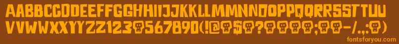 フォントDkAstromonkey – オレンジ色の文字が茶色の背景にあります。