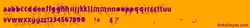 Vtksmercearia-Schriftart – Violette Schriften auf orangefarbenem Hintergrund