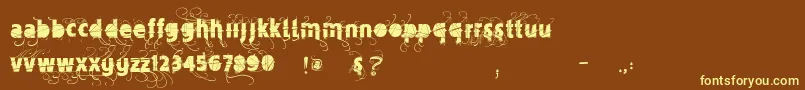 Vtksmercearia-fontti – keltaiset fontit ruskealla taustalla