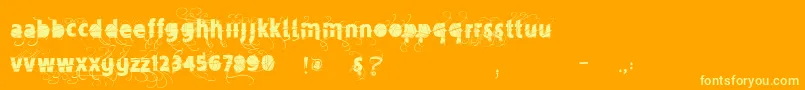 Vtksmercearia-Schriftart – Gelbe Schriften auf orangefarbenem Hintergrund