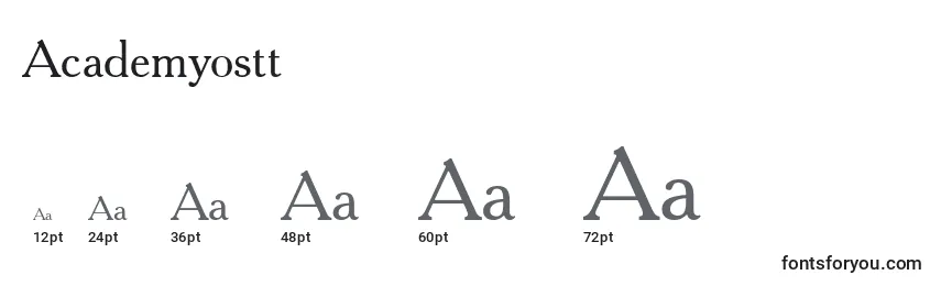 Academyostt Font Sizes