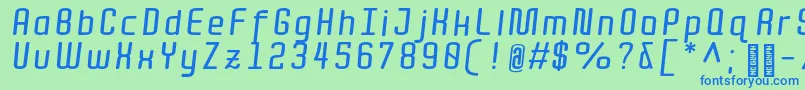 QuotaBolditalic-fontti – siniset fontit vihreällä taustalla