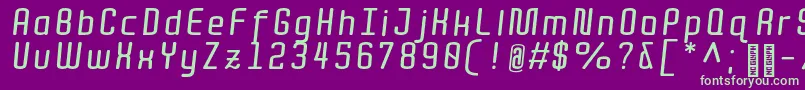 QuotaBolditalic-fontti – vihreät fontit violetilla taustalla