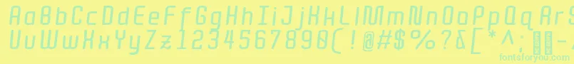 フォントQuotaBolditalic – 黄色い背景に緑の文字