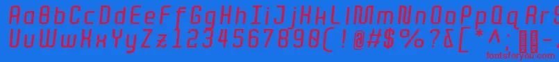 QuotaBolditalic Font – Red Fonts on Blue Background