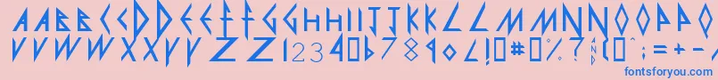 DefLeppard-Schriftart – Blaue Schriften auf rosa Hintergrund
