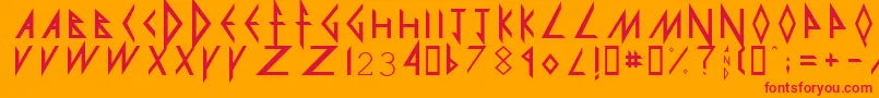 DefLeppard-Schriftart – Rote Schriften auf orangefarbenem Hintergrund