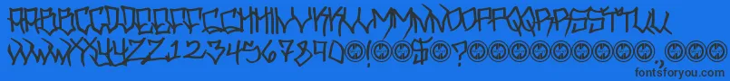 Hooligan Font – Black Fonts on Blue Background