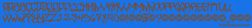 Hooligan Font – Brown Fonts on Blue Background