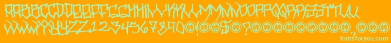 Hooligan Font – Green Fonts on Orange Background