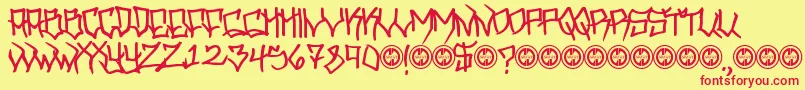 Hooligan Font – Red Fonts on Yellow Background