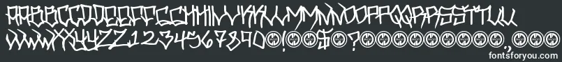 Hooligan-fontti – valkoiset fontit mustalla taustalla