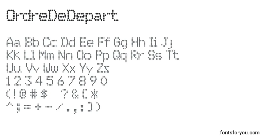OrdreDeDepart-fontti – aakkoset, numerot, erikoismerkit