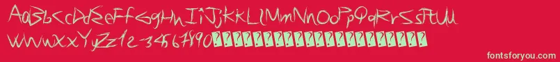 Brushsand Font – Green Fonts on Red Background