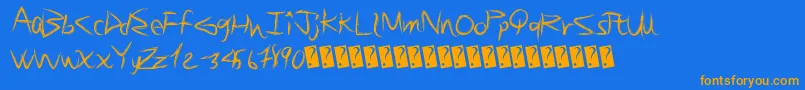 Brushsand-Schriftart – Orangefarbene Schriften auf blauem Hintergrund