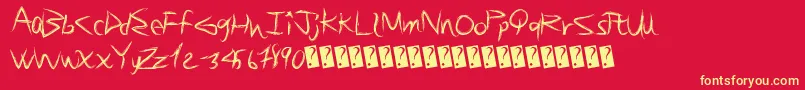 Brushsand-fontti – keltaiset fontit punaisella taustalla