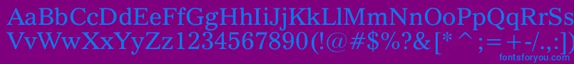 フォントQuoVadis – 紫色の背景に青い文字