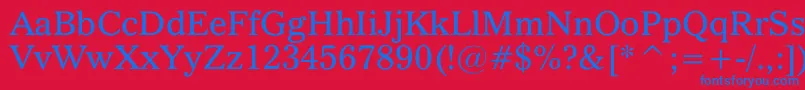 フォントQuoVadis – 赤い背景に青い文字