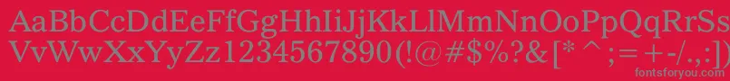 QuoVadis-Schriftart – Graue Schriften auf rotem Hintergrund