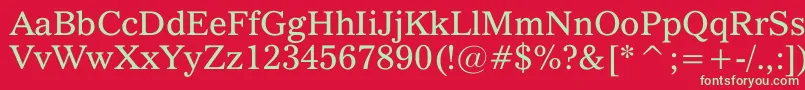 フォントQuoVadis – 赤い背景に緑の文字