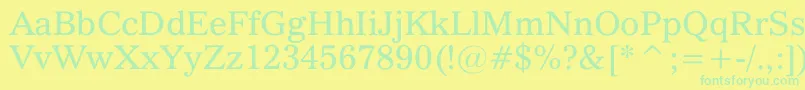 フォントQuoVadis – 黄色い背景に緑の文字