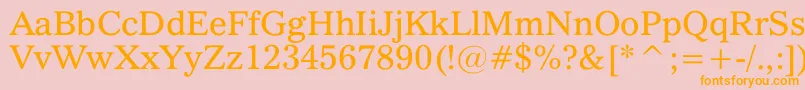 QuoVadis-fontti – oranssit fontit vaaleanpunaisella taustalla