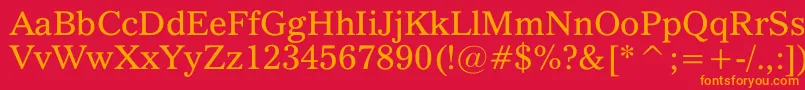 フォントQuoVadis – 赤い背景にオレンジの文字