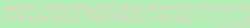 QuoVadis-fontti – vaaleanpunaiset fontit vihreällä taustalla