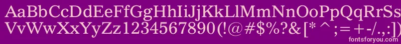 QuoVadis-fontti – vaaleanpunaiset fontit violetilla taustalla