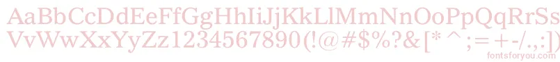 QuoVadis-fontti – vaaleanpunaiset fontit valkoisella taustalla