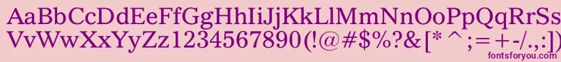 QuoVadis-fontti – violetit fontit vaaleanpunaisella taustalla