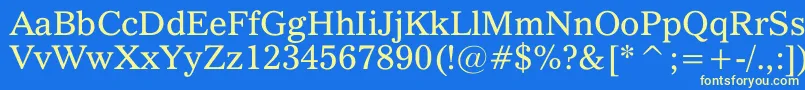 QuoVadis Font – Yellow Fonts on Blue Background
