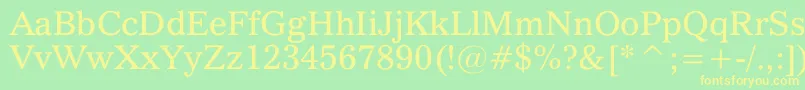 QuoVadis Font – Yellow Fonts on Green Background