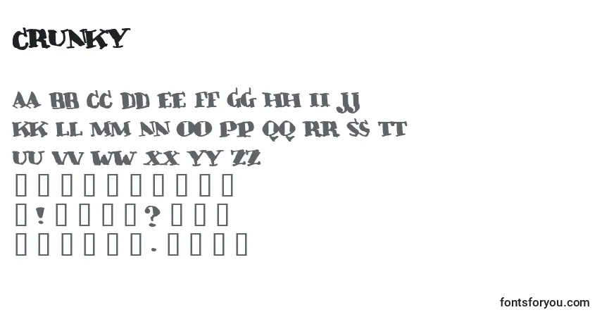 Czcionka Crunky – alfabet, cyfry, specjalne znaki