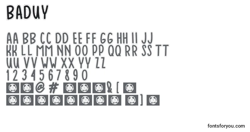 A fonte Baduy – alfabeto, números, caracteres especiais