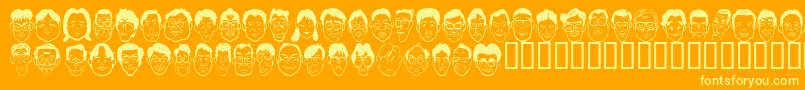Sakabe People03 Font – Yellow Fonts on Orange Background