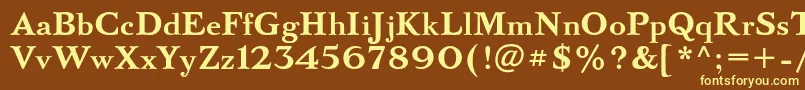 BazhanovcBold-fontti – keltaiset fontit ruskealla taustalla