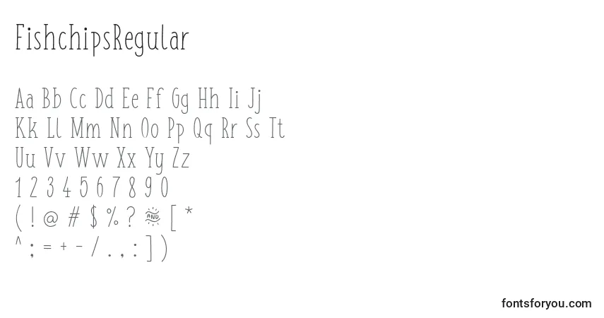 Czcionka FishchipsRegular – alfabet, cyfry, specjalne znaki