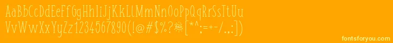 FishchipsRegular-Schriftart – Gelbe Schriften auf orangefarbenem Hintergrund