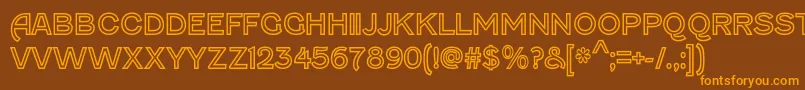 FenwickOutline-Schriftart – Orangefarbene Schriften auf braunem Hintergrund